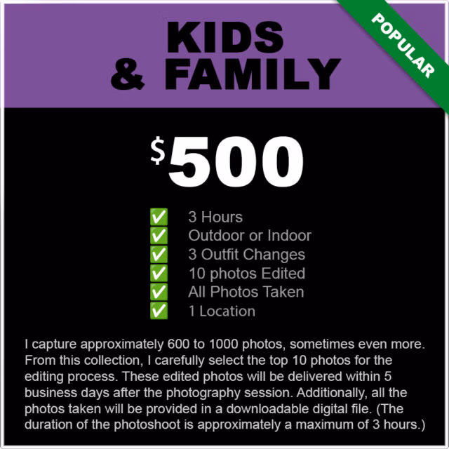 Kids and family photography service